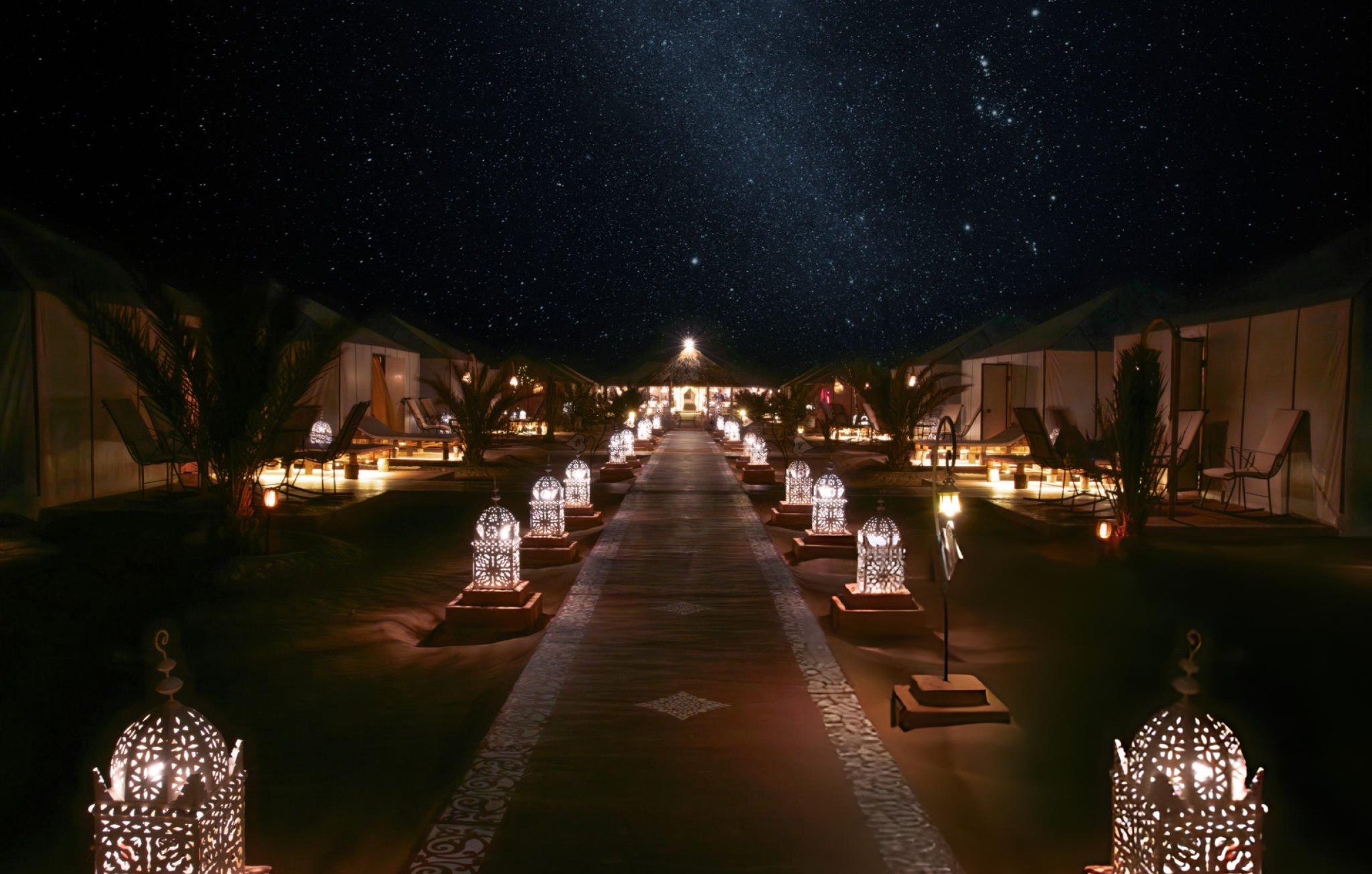 Campamento en el desierto bajo las estrellas